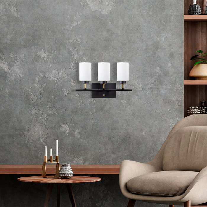 Opviq Lámpara de pared Negro y Oro con tapa de cristal